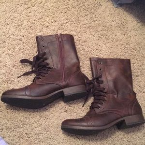 Dark brown combat boots